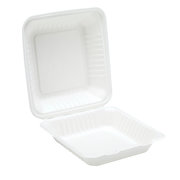 9" Bagasse Clamshell Meal Box