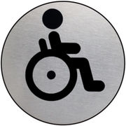Round Stainless Steel Disabled Toilet Symbol