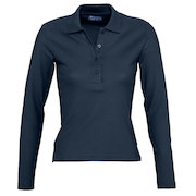 Ladies Podium Long Sleeve Cotton Piqué Polo Shirt