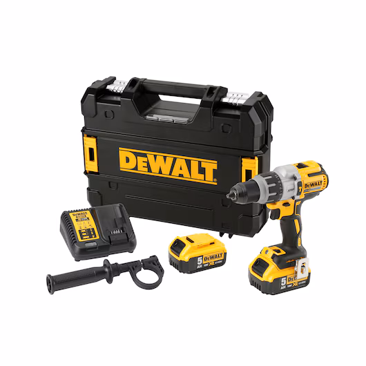 DeWalt DCD996P2-GB 18V XR Brushless Premium Hammer Drill Driver c/w 2 x 5Ah Batteries