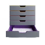 Durable VARICOLOR 5 Drawer Unit Desktop Drawer Set with 5 Colour Coded Drawers and Label Inserts