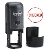 Trodat Printy 46019 Self Inking Word Stamp CHECKED 19mm Diameter Red Ink