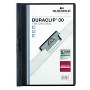 Durable Duraclip 30 Report File 3mm A4 Black (Pack 25) 220001