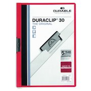 Durable Duraclip 30 Report File 3mm A4 Red (Pack 25) 220003