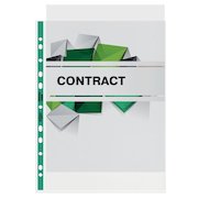 Rexel Copy King Multi Punched Pocket Polypropylene A4 90 Micron Top Opening Green Spine Glass Clear (Pack 25) 2115705