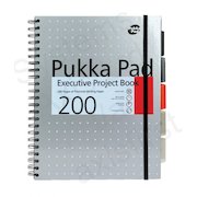 Pukka Pad Executive A4 Wirebound Hard Cover Project Book Ruled 200 Pages Metallic Assorted Colours (Pack 3)