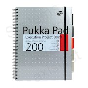 Pukka Pad Executive A4 Wirebound Hard Cover Project Book Ruled 200 Pages Metallic Assorted Colours (Pack 3)