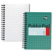 Pukka Pad Jotta A6 Wirebound Card Cover Notebook Ruled 200 Pages Metallic Green (Pack 3)