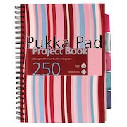 Pukka Pad Project Book Wirebound Perforated Ruled 3-Divider 80gsm 250pp A5 Assorted
