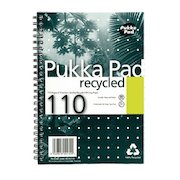 Pukka Pad A5 Wirebound Card Cover Notebook Recycled Ruled 110 Pages Green (Pack 3)