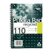 Pukka Pad Recycled Notebook Wirebound 80gsm Ruled Perforated 110pp A5 Green