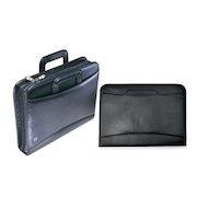 Collins A4 Conference Folder with Retractable Handles Leather Look Black BT001