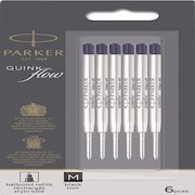 Parker Quink Flow Ballpoint Refill for Ballpoint Pens Medium Black (Pack 6) 2025154