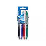 Pilot Set2Go FriXion Clicker Erasable Retractable Gel Rollerball Pen 0.7mm Tip 0.35mm Line Black/Blue/Green/Red (Pack 4)