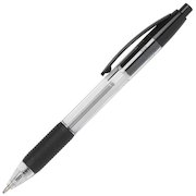 ValueX Retractable Ballpoint Pen Rubber Grip 1.0mm Tip 0.7mm Line Black (Pack 10)