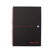 Black n Red A4 Wirebound Hard Cover Notebook Ruled 140 Pages Matt Black/Red (Pack 5)
