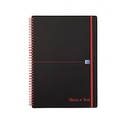 Black n Red A4 Wirebound Polypropylene Cover Notebook Ruled 140 Pages Black/Red (Pack 5)