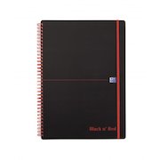 Black n Red Notebook Wirebound PP 90gsm Ruled and Perforated 140pp A4