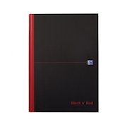 Black n Red A4 Casebound Hard Cover Notebook Ruled 192 Pages Black/Red (Pack 5)