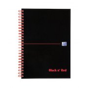 Black n Red Notebook Card Cover Wirebound 90gsm Ruled and Perforated 100pp A5