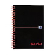 Black n Red A5 Wirebound Card Cover Notebook Ruled 100 Pages Black/Red (Pack 10)