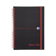 Black n Red A5 Wirebound Polypropylene Cover Notebook Ruled 140 Pages Black/Red (Pack 5)