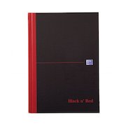 Black n Red A5 Casebound Hard Cover Notebook Ruled 192 Pages Black/Red (Pack 5)