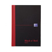 Black n Red A6 Casebound Hard Cover Notebook Ruled 192 Pages Black/Red (Pack 5)