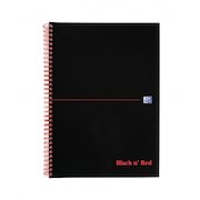 Black n Red Notebook Card Cover Wirebound 90gsm Ruled and Perforated 100pp A4