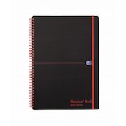 Black n Red A4 Wirebound Polypropylene Cover Notebook Recycled Ruled 140 Pages Black/Red (Pack 5)