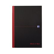 Black n Red A4 Casebound Hard Cover Notebook Plain 160 Pages Black/Red (Pack 5)