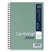 Cambridge Jotter A5 Wirebound Card Cover Notebook Ruled 200 Pages Metallic Green (Pack 3)