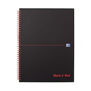 Black n Red Notebook Wirebound 90gsm Ruled Margin Perforated 140pp A4+ Matt Black