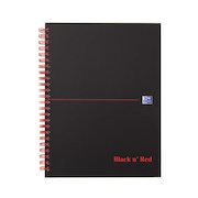 Black n Red A5 Plus Wirebound Hard Cover Notebook Ruled 140 Pages Matt Black/Red (Pack 5)
