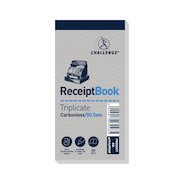 Challenge 140x70mm Triplicate Receipt Book Carbonless 1-50 Taped Cloth Binding 50 Sets (Pack 10)