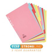 Elba Divider 10 Part A4 160gsm Card Assorted Colours (Pack 10) 400007246