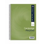 Cambridge Notebook A4 Recycled Card Cover Wirebound Ruled Margin 100 Pages (Pack 5) 400020196