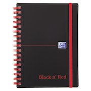 Black n Red Notebook Wirebound PP 90gsm Ruled and Perforated 140pp A6