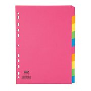 Elba Bright Coloured Card Dividers A4 Multipunched 10 Part 400008300