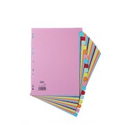 Elba Coloured Card Dividers A4 Euro Punched 20 Part 400007438