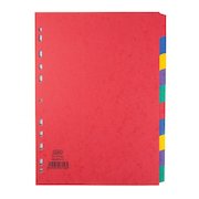 Elba Coloured Pressboard Dividers A4 Euro Punched 10 Part 400007513