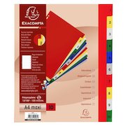 Exacompta Index 1-10 A4 Extra Wide 120 Micron Polypropylene Bright Assorted Colours