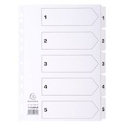 Exacompta Index 1-5 A4 160gsm Card White with White Mylar Tabs