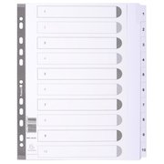 Exacompta Index 1-10 A4 Extra Wide 160gsm Card White with White Mylar Tabs
