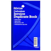 Silvine 210x127mm Duplicate Invoice Book Carbonless Ruled 1-100 Taped Cloth Binding 100 Sets (Pack 6)