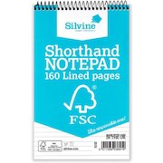 Silvine FSC 127x203mm Wirebound Card Cover Reporters Shorthand Notebook Ruled 160 Pages Blue (Pack 10)