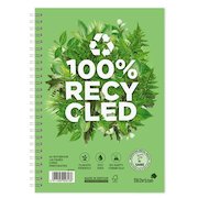 Silvine Premium Recycled A5 Wirebound Card Cover Notebook Ruled 120 Pages Green (Pack 5)