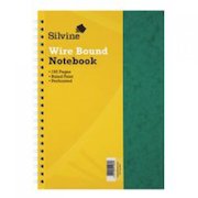 Silvine Notebook Twinwire Sidebound 75gsm Ruled Perf Punched 4 Holes 200pp A4+ Green