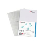 Rexel Essential Multi Punched Pocket Polypropylene A4 43 Micron Top Opening Embossed Clear (Pack 100) 11000