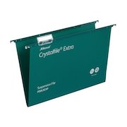Rexel Crystalfile Extra Foolscap Suspension File Polypropylene 15mm V Base Green (Pack 25) 70628